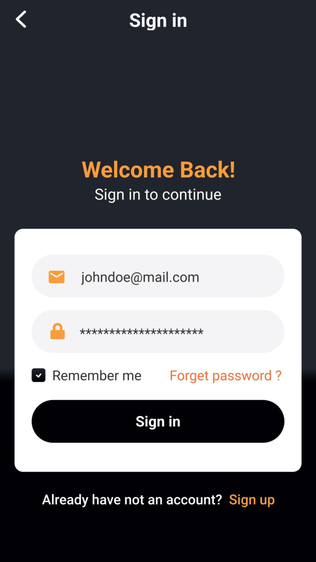 Awomowa sign in screen